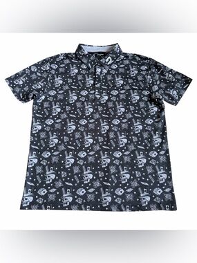 Druids Men’s Blackjack Performance Golf Polo Shirt Sz 2XL Skull Gambling Roses